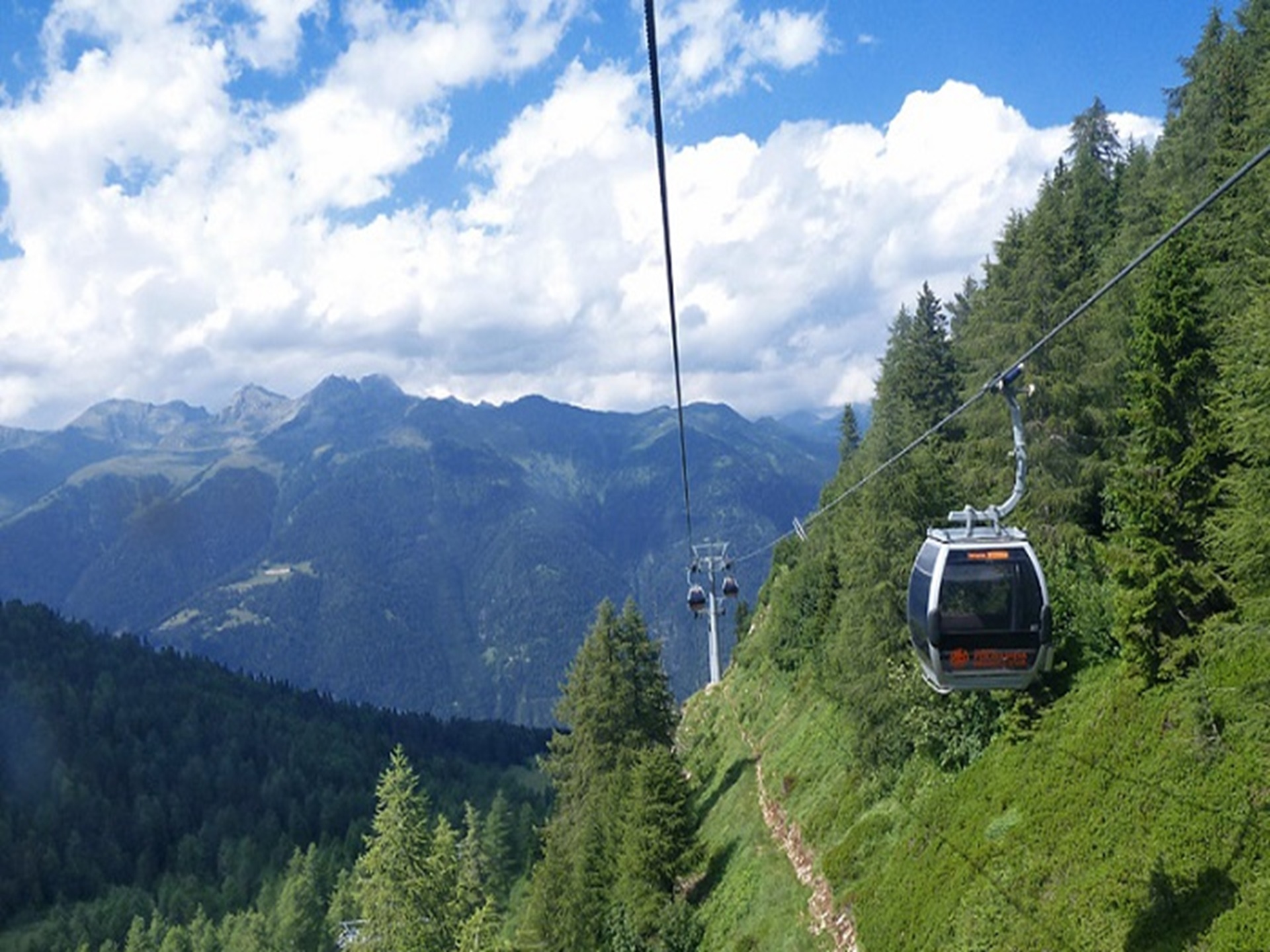 Funivia estiva sopra i boschi della Val di Sole